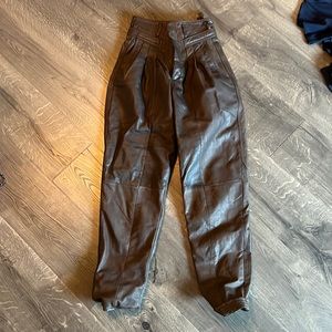 Brown leather pants